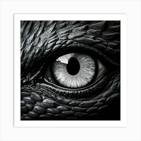 Firefly Black, Dragon, Closeup, Eye, Light, Grey, Blue, Macro, Noir, Black And White, Detailed, Text (8) Art Print