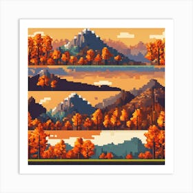 Autumn Landscape Pixel Art 1 Art Print