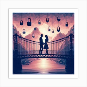 Couple On A Bridge Art Print