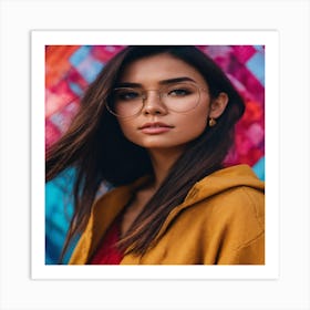 Beautiful Young Woman In Glasses Art Print