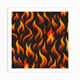 Flames On Black Background 40 Art Print