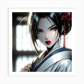 Geisha Creative Illustration Artwork 56 Art Print