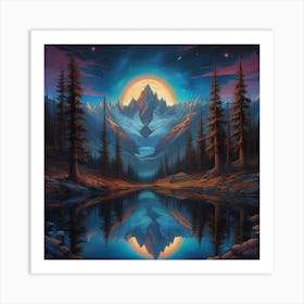 Moonlight In The Mountains 2 Art Print