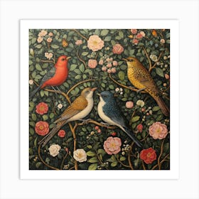 Birds In The Garden Art 1 Art Print