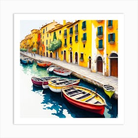 Boats On The Canal Art Print