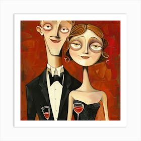 Couple Holding Glasses Of Wine Art Print