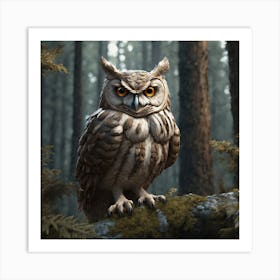 Owl In The Forest 132 Art Print