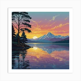 Sunset By The Lake Art Print