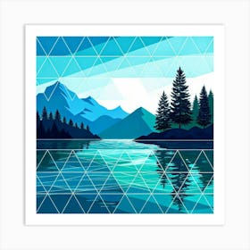 Geometric Landscape Painting Poster