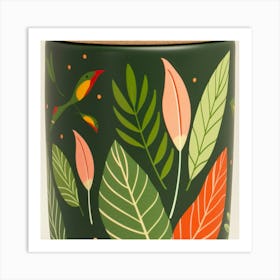 Tropical Leaves And Birds Art Print