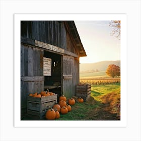 A Rustic Barn With A Weathered Wooden Sign Lean Against It Rolling Hills In The Background Transiti (3) Art Print