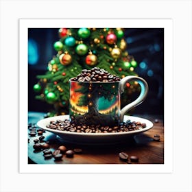 Christmas Tree In Coffee Cup Art Print