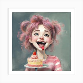 Pink Haired Girl 1 Art Print