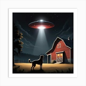 Dog Alien Ufo Art Print