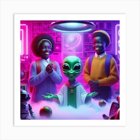 Aliens In Space 2 Art Print