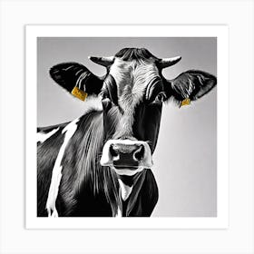 Cow In Black And White Art Print