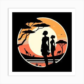 Silhouette Of African Women 2 Art Print