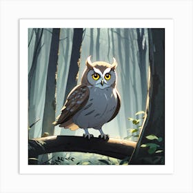 Owl In The Forest 29 Art Print