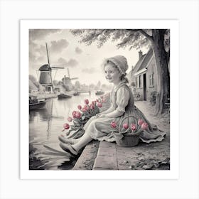 A Charming Pencil Sketch With Soft Watercolor Deta Art Print