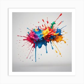 Color Paint Splash On White Colored Wall 2179204202 Art Print