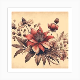 Floral Tattoo Design Art Print