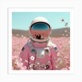 Pink & Floral Astronaut 3 Art Print