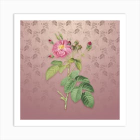 Vintage Harsh Downy Rose Botanical on Dusty Pink Pattern Art Print