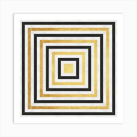 Gold and black lines 1 Art Print