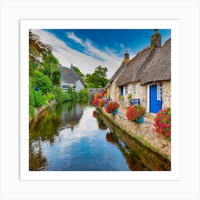 Thatched Cottages In Cornwall Art Print