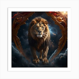 Lion King Emerges From The Heart Of The Sky Art Print