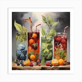 Four Drinks Art Print