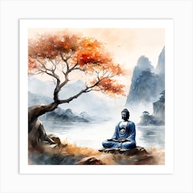 Buddha Painting Landscape (2) Art Print