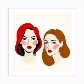 Two Women With Red Hair Art Print