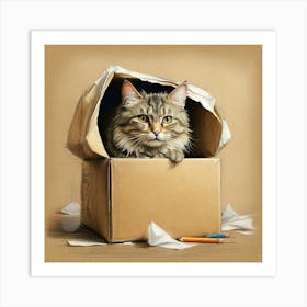 Cat In A Box 19 Art Print