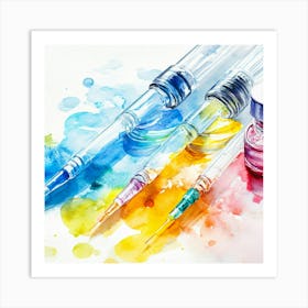 Watercolor Paint Syringes Art Print