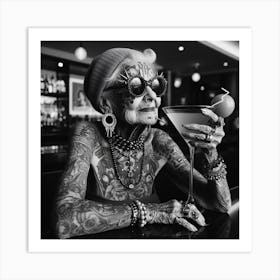 Old Lady With Tattoos Art Print