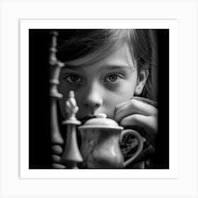 Little Girl With Chess Pieces Art Print