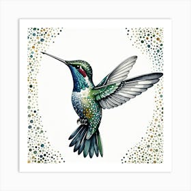 Hummingbird With The Art of Dot Painting Art Print