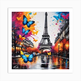 Paris With Butterflies 35 Art Print