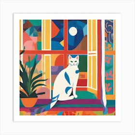 Matisse Inspired Open Window Cat Art Print Art Print