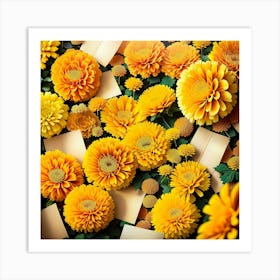 Yellow Chrysanthemums On A Background Art Print