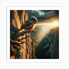 Bird On Cliff Art Print