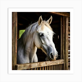 Head Purebred Equestrian Beauty Window Horse Shed Rural Farm Photo Horizontal Mare Hobby (3) Art Print