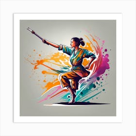 Karate Girl - Martial Arts - Bo Staff 3 Art Print