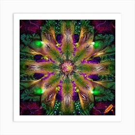 Craiyon 004003 Several Cannabis Flowers Made Out Of Colorfull Diamonds And Jade And Gold Art Print