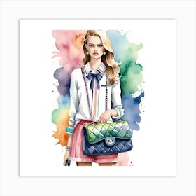 Chanel Girl Watercolor Art Print