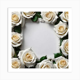 White Roses Frame 4 Art Print