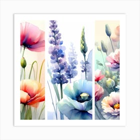 Watercolor Flowers Set Art Print