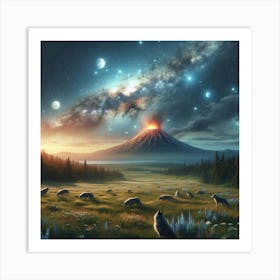 Wolf Galaxy Volcano 7 Art Print