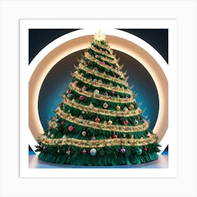 A Vibrant, Oversized, And Intricately Detailed 3d Christmas Tree Art Print